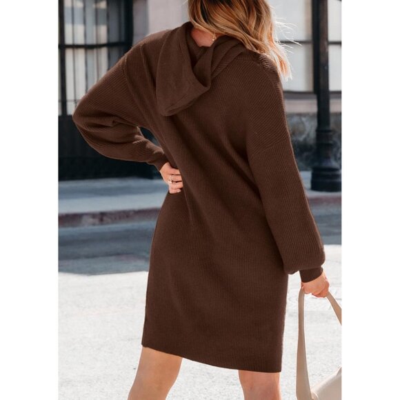 Women’s Fall Sweater Dress Chunky Knit Oversized Hoodie Tunic Casual - Picture 2 of 8
